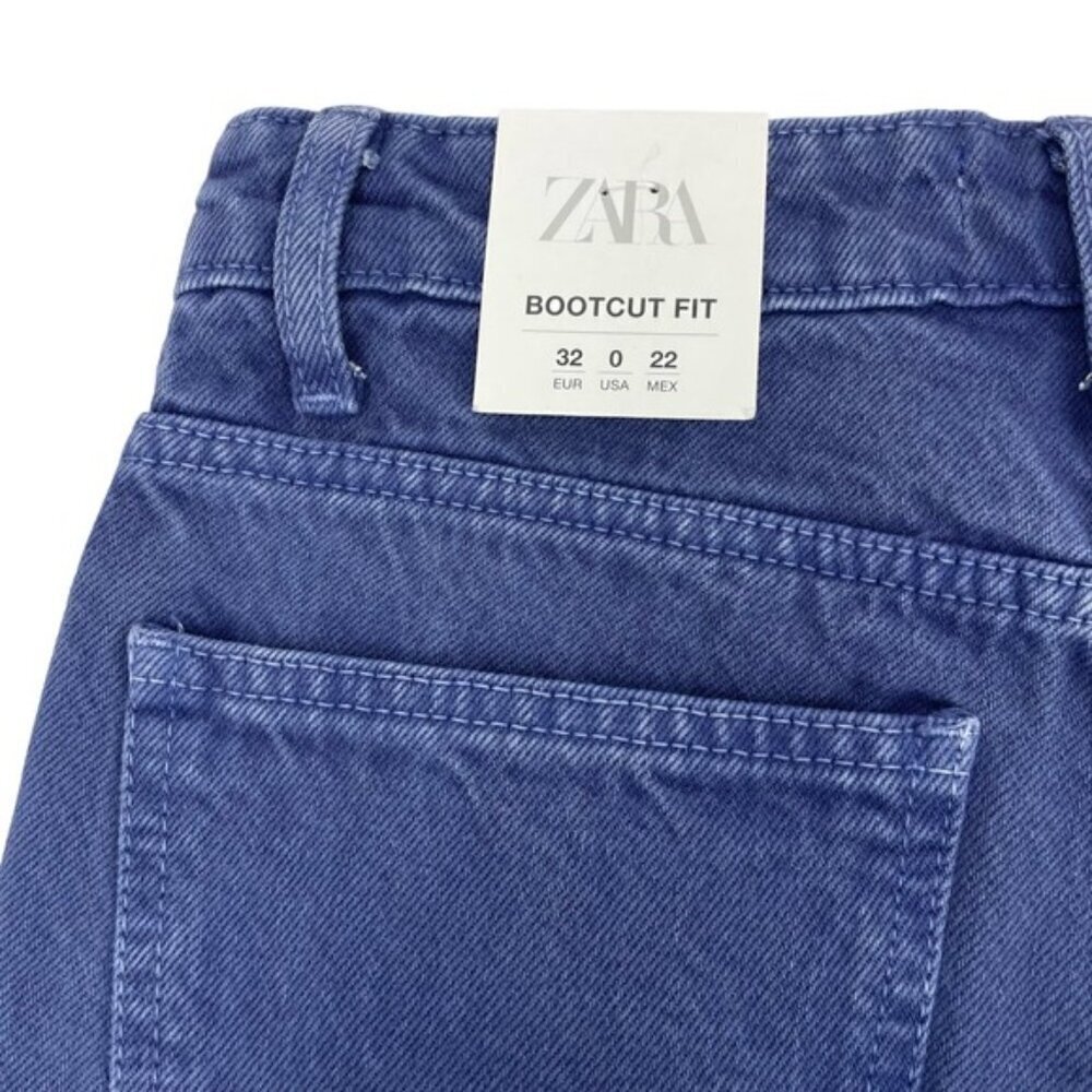 NWT ZARA Mid-Rise Bootcut Jean Sz 0 Regular Length Blue Washed - Picture 9 of 9